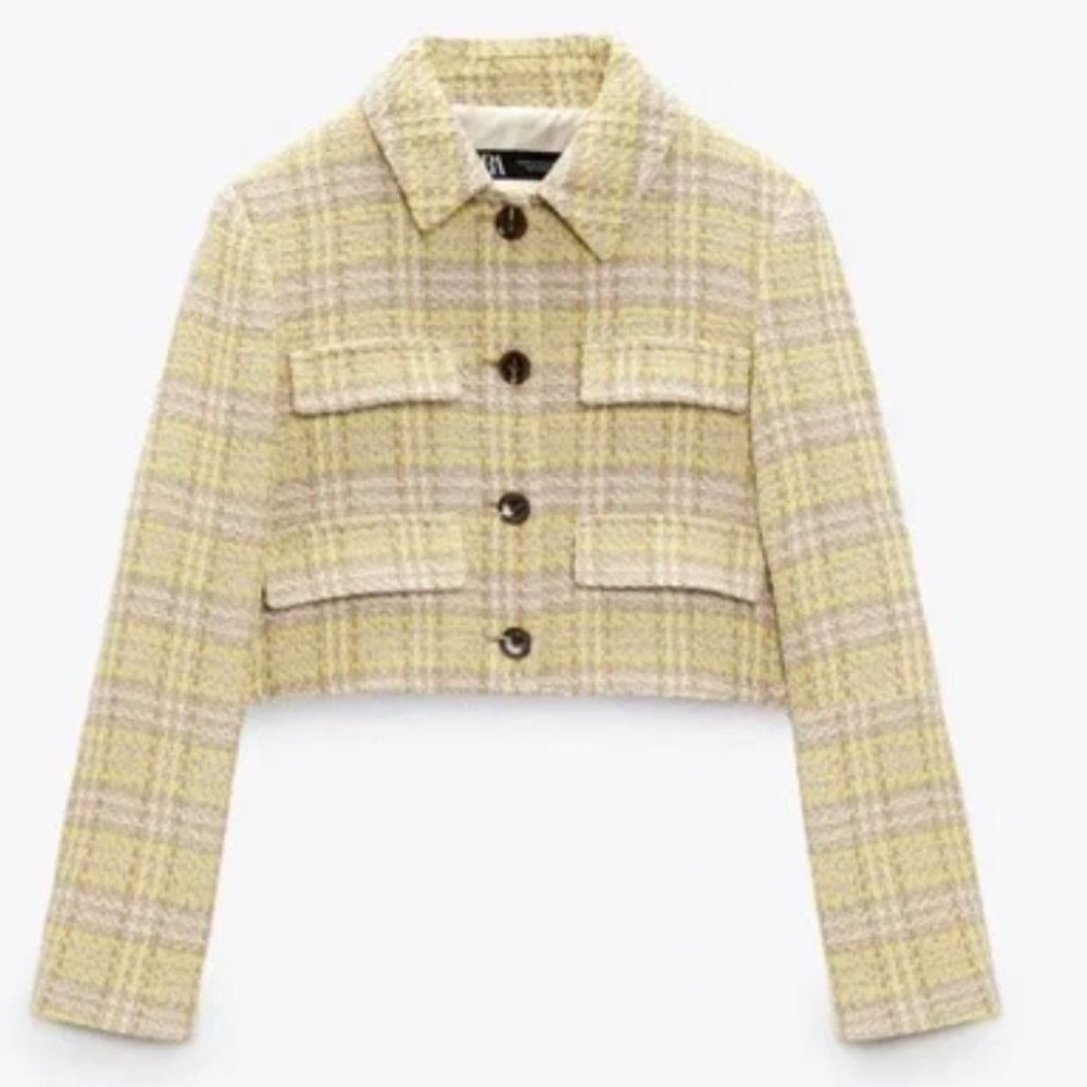 NWT Zara textured crop blazer multicolored